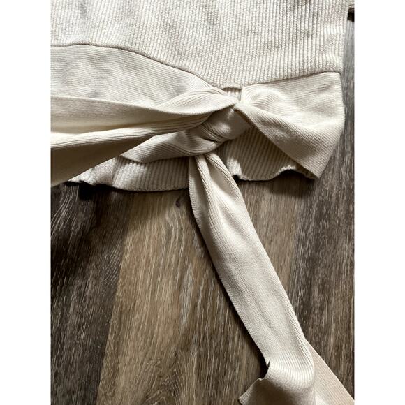 Zara Chunky Knit Cream Turtleneck Crop Sweater Small 90s Retro Heritage Preppy - Picture 4 of 7